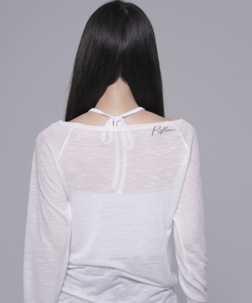 REFLEM(レフレム)の「『REFLEM/レフレム』シアーオフショルL/S Tee/ロングスリーブカットソー(Tシャツ/カットソー・レディース・ホワイト/ブラック・FREE)」の14枚目の写真