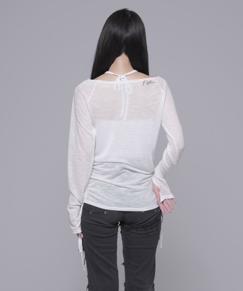 REFLEM(レフレム)の「『REFLEM/レフレム』シアーオフショルL/S Tee/ロングスリーブカットソー(Tシャツ/カットソー・レディース・ホワイト/ブラック・FREE)」の13枚目の写真