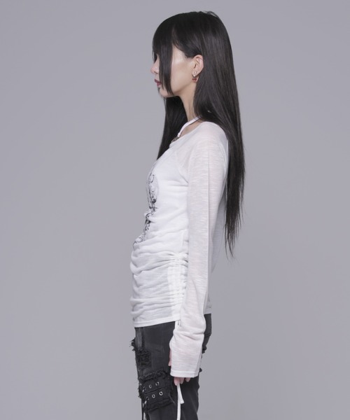 REFLEM(レフレム)の「『REFLEM/レフレム』シアーオフショルL/S Tee/ロングスリーブカットソー(Tシャツ/カットソー・レディース・ホワイト/ブラック・FREE)」の12枚目の写真