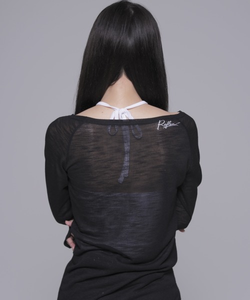 REFLEM(レフレム)の「『REFLEM/レフレム』シアーオフショルL/S Tee/ロングスリーブカットソー(Tシャツ/カットソー・レディース・ホワイト/ブラック・FREE)」の8枚目の写真