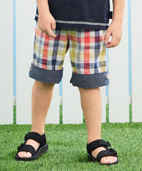 combimini(コンビミニ)の「2WAYハーフパンツ(チェック)(その他パンツ・キッズ・オフホワイト・80/90/100/110/120)」の1枚目の写真
