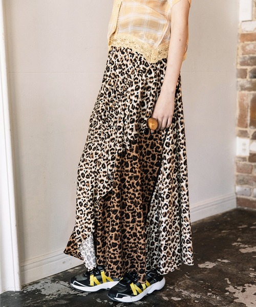 AULA AILA(アウラアイラ)の「コンビネーションスカート(スカート・レディース・グリーン/ブラウン/ホワイト・0)」の2枚目の写真