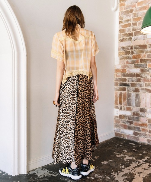 AULA AILA(アウラアイラ)の「コンビネーションスカート(スカート・レディース・グリーン/ブラウン/ホワイト・0)」の8枚目の写真