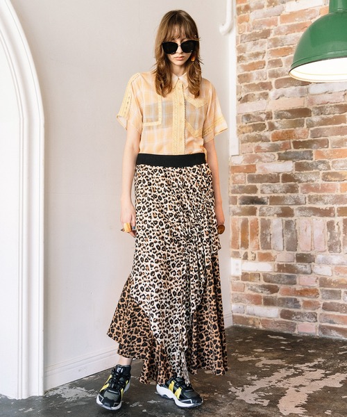 AULA AILA(アウラアイラ)の「コンビネーションスカート(スカート・レディース・グリーン/ブラウン/ホワイト・0)」の11枚目の写真