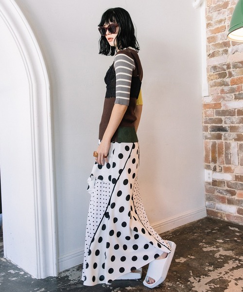 AULA AILA(アウラアイラ)の「コンビネーションスカート(スカート・レディース・グリーン/ブラウン/ホワイト・0)」の15枚目の写真