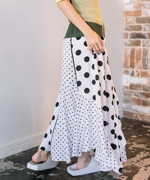 AULA AILA(アウラアイラ)の「コンビネーションスカート(スカート・レディース・グリーン/ブラウン/ホワイト・0)」の13枚目の写真