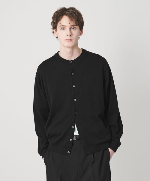 BEAUTY&YOUTH UNITED ARROWS（ビューティーアンドユースユナイテッドアローズ）の「コットン 8B クルーネック カーディガン（カーディガン/ボレロ・メンズ・ブラック/ダークグリーン・L/XL/S/M）」の2枚目の写真