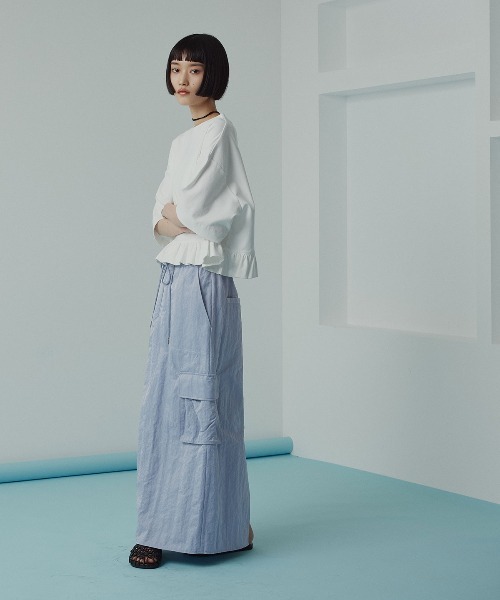 W:Huku(フーク)の「【W:Huku / 撥水 ワッシャーナイロン】カーゴ ロング スカート / Washer Nylon Cargo Long Skirt(スカート・レディース・ブルーグレー/アイボリー/ブラック系その他・FREE)」の21枚目の写真