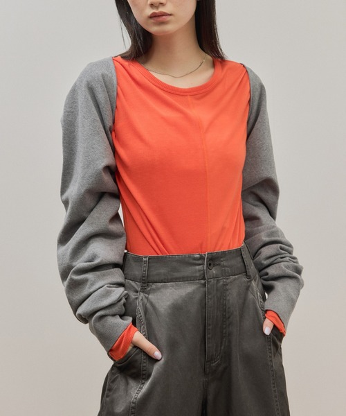 ADAM ET ROPE'（アダムエロペ）の「ボレロニットビスチェ（カーディガン/ボレロ・レディース・グレー/ブラック・FREE）」の9枚目の写真