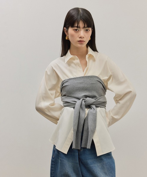 ADAM ET ROPE'（アダムエロペ）の「ボレロニットビスチェ（カーディガン/ボレロ・レディース・グレー/ブラック・FREE）」の12枚目の写真