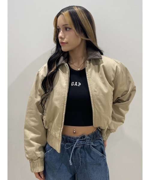 GAP(ギャップ)の「オーバーサイズ ボンバージャケット(ブルゾン・レディース・ベージュ・M/S/L/XS/XXS)」の6枚目の写真