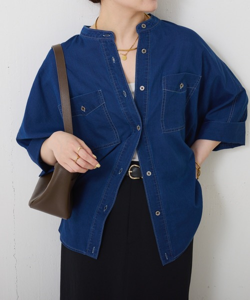 COLLAGE GALLARDAGALANTE（コラージュガリャルダガランテ）の「Q.anos/ライトデニムドルマンシャツ（シャツ/ブラウス・レディース・サックスブルー/ブルー/オフホワイト・FREE）」の3枚目の写真