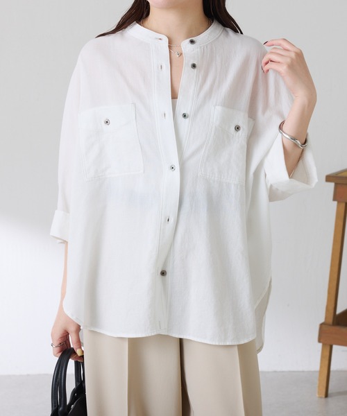 COLLAGE GALLARDAGALANTE（コラージュガリャルダガランテ）の「Q.anos/ライトデニムドルマンシャツ（シャツ/ブラウス・レディース・サックスブルー/ブルー/オフホワイト・FREE）」の9枚目の写真