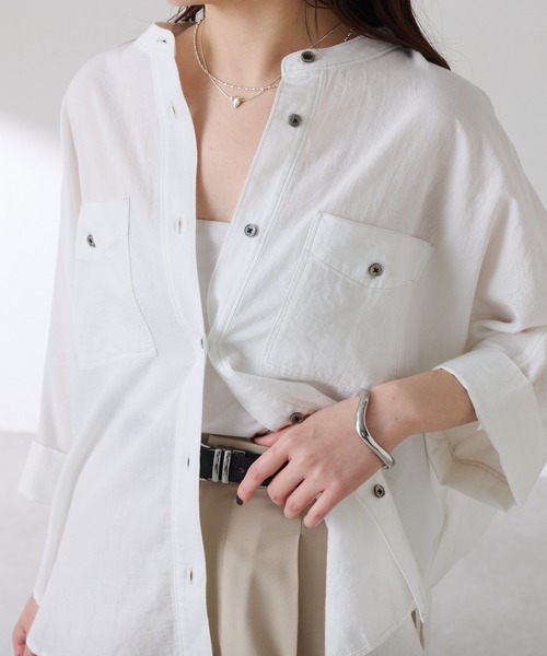 COLLAGE GALLARDAGALANTE（コラージュガリャルダガランテ）の「Q.anos/ライトデニムドルマンシャツ（シャツ/ブラウス・レディース・サックスブルー/ブルー/オフホワイト・FREE）」の12枚目の写真