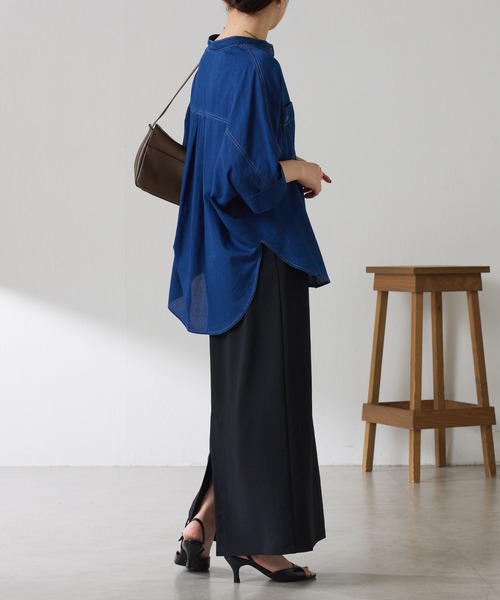 COLLAGE GALLARDAGALANTE（コラージュガリャルダガランテ）の「Q.anos/ライトデニムドルマンシャツ（シャツ/ブラウス・レディース・サックスブルー/ブルー/オフホワイト・FREE）」の20枚目の写真