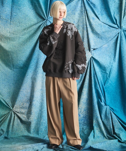 MAISON SPECIAL(メゾンスペシャル)の「《UNISEX》TW Worsted One-tuck Prime-Wide Tapered Slacks/TWウーステッドプライムワイドワンタックテーパードスラックス【MAISON SPECIAL/メゾンスペシャル】■セットアップ対応■(スラックス・メンズ・グレイッシュベージュ/ブラック/ベージュ/グレー・2/1/0)」の8枚目の写真