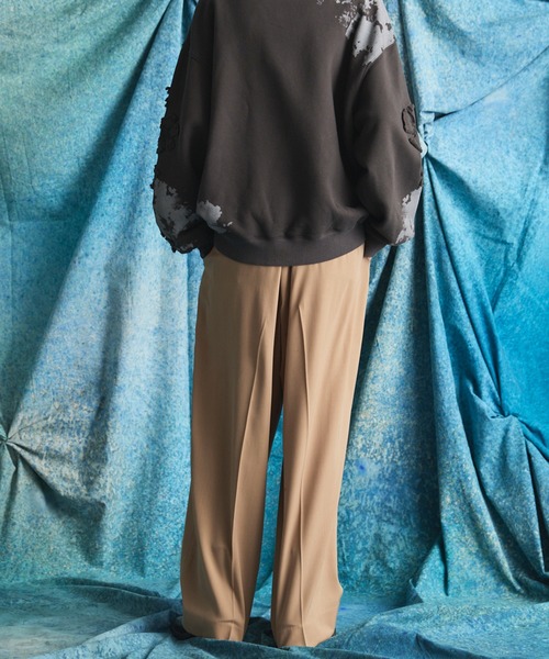 MAISON SPECIAL(メゾンスペシャル)の「《UNISEX》TW Worsted One-tuck Prime-Wide Tapered Slacks/TWウーステッドプライムワイドワンタックテーパードスラックス【MAISON SPECIAL/メゾンスペシャル】■セットアップ対応■(スラックス・メンズ・グレイッシュベージュ/ブラック/ベージュ/グレー・2/1/0)」の14枚目の写真