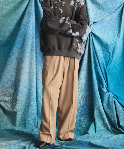 MAISON SPECIAL(メゾンスペシャル)の「《UNISEX》TW Worsted One-tuck Prime-Wide Tapered Slacks/TWウーステッドプライムワイドワンタックテーパードスラックス【MAISON SPECIAL/メゾンスペシャル】■セットアップ対応■(スラックス・メンズ・グレイッシュベージュ/ブラック/ベージュ/グレー・2/1/0)」の12枚目の写真