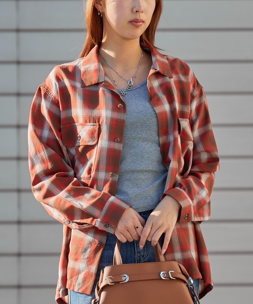 BIG MAC(ビッグマック)の「BIG MAC/ビッグマック オンブレチェック オープンカラーシャツ 2026年春夏(シャツ/ブラウス・メンズ・ブラック/レッド・S/M/L)」の2枚目の写真