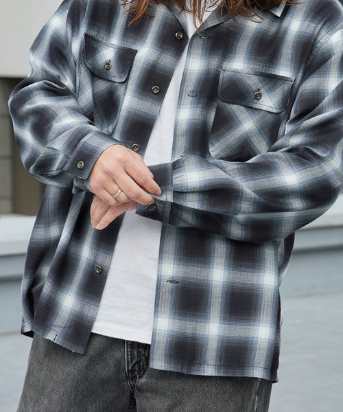 BIG MAC(ビッグマック)の「BIG MAC/ビッグマック オンブレチェック オープンカラーシャツ 2026年春夏(シャツ/ブラウス・メンズ・ブラック/レッド・S/M/L)」の4枚目の写真