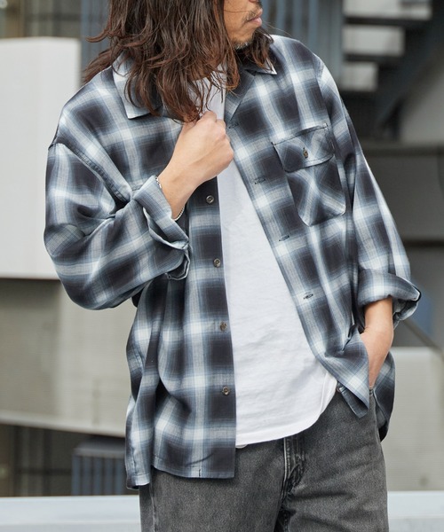 BIG MAC(ビッグマック)の「BIG MAC/ビッグマック オンブレチェック オープンカラーシャツ 2026年春夏(シャツ/ブラウス・メンズ・ブラック/レッド・S/M/L)」の7枚目の写真