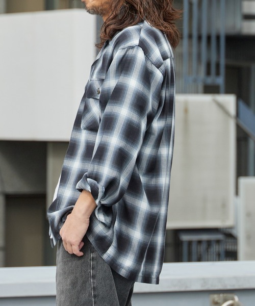 BIG MAC(ビッグマック)の「BIG MAC/ビッグマック オンブレチェック オープンカラーシャツ 2026年春夏(シャツ/ブラウス・メンズ・ブラック/レッド・S/M/L)」の9枚目の写真