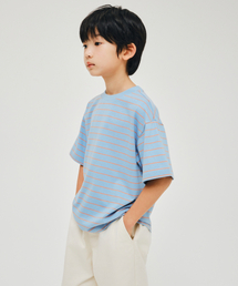 ネローストライプクルーネックTシャツ[スカイブルー]