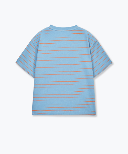 MUSINSA STANDARD KIDS（ムシンサスタンダードキッズ）の「ネローストライプクルーネックTシャツ[スカイブルー]（Tシャツ/カットソー・レディース・その他・110/120/130/140/150/160）」の4枚目の写真