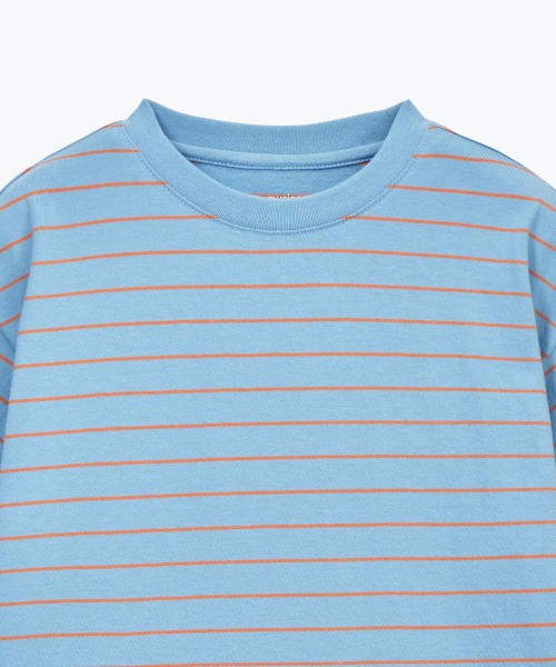 MUSINSA STANDARD KIDS（ムシンサスタンダードキッズ）の「ネローストライプクルーネックTシャツ[スカイブルー]（Tシャツ/カットソー・レディース・その他・110/120/130/140/150/160）」の5枚目の写真