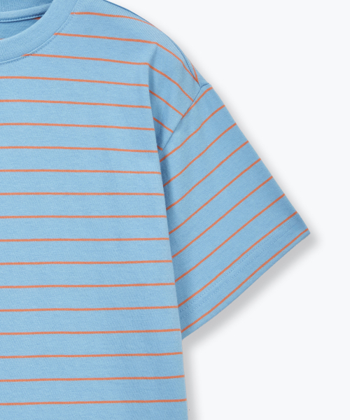 MUSINSA STANDARD KIDS（ムシンサスタンダードキッズ）の「ネローストライプクルーネックTシャツ[スカイブルー]（Tシャツ/カットソー・レディース・その他・110/120/130/140/150/160）」の6枚目の写真