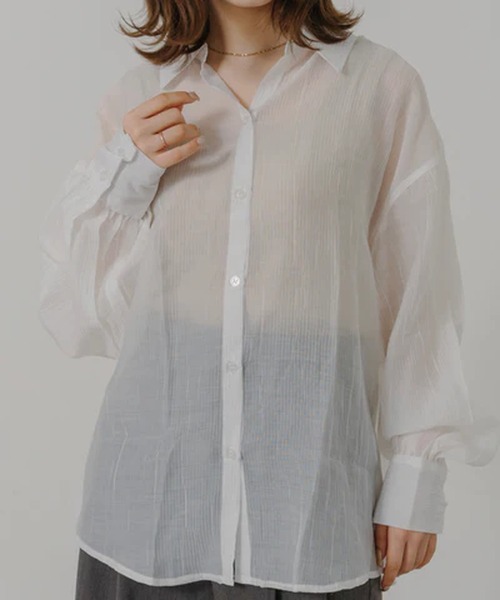 merrylatte（メリーラテ）の「オーバーシアーシャツ【IROHANI】（シャツ/ブラウス・レディース・ブラック/ピンク/ブルー/イエロー/ホワイト・FREE）」の2枚目の写真