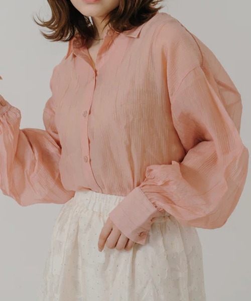 merrylatte（メリーラテ）の「オーバーシアーシャツ【IROHANI】（シャツ/ブラウス・レディース・ブラック/ピンク/ブルー/イエロー/ホワイト・FREE）」の5枚目の写真