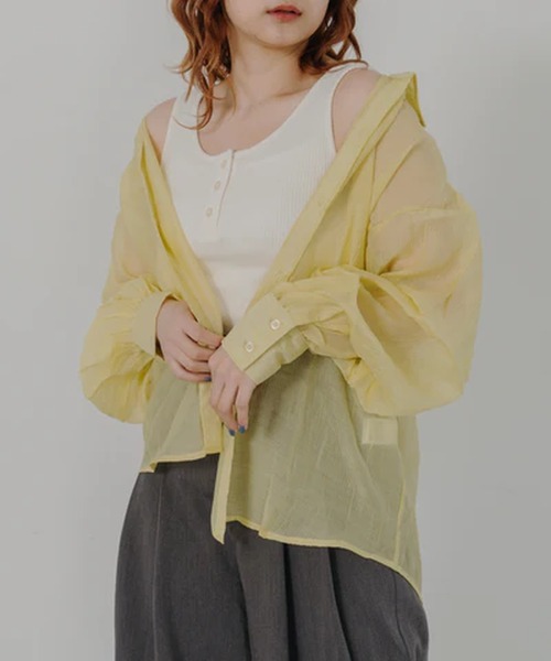 merrylatte（メリーラテ）の「オーバーシアーシャツ【IROHANI】（シャツ/ブラウス・レディース・ブラック/ピンク/ブルー/イエロー/ホワイト・FREE）」の4枚目の写真