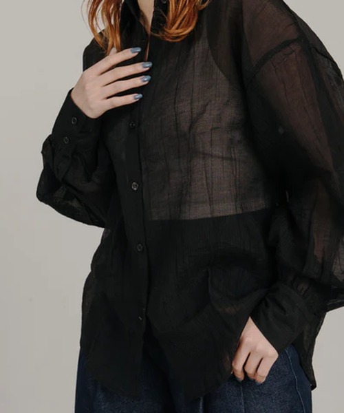 merrylatte（メリーラテ）の「オーバーシアーシャツ【IROHANI】（シャツ/ブラウス・レディース・ブラック/ピンク/ブルー/イエロー/ホワイト・FREE）」の3枚目の写真