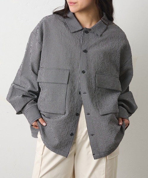 COLONY 2139（コロニートゥーワンスリーナイン）の「シアサッカーギンガムCPOシャツジャケット（ブルゾン・メンズ・ベージュ/ブラック・LARGE/MEDIUM）」の20枚目の写真