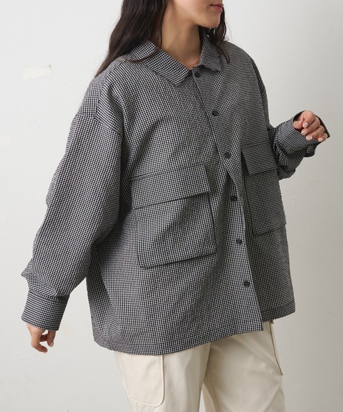 COLONY 2139（コロニートゥーワンスリーナイン）の「シアサッカーギンガムCPOシャツジャケット（ブルゾン・メンズ・ベージュ/ブラック・LARGE/MEDIUM）」の21枚目の写真