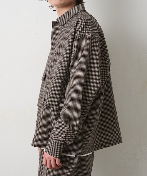 COLONY 2139（コロニートゥーワンスリーナイン）の「シアサッカーギンガムCPOシャツジャケット（ブルゾン・メンズ・ベージュ/ブラック・LARGE/MEDIUM）」の8枚目の写真