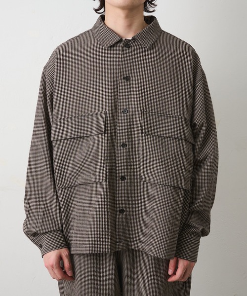 COLONY 2139（コロニートゥーワンスリーナイン）の「シアサッカーギンガムCPOシャツジャケット（ブルゾン・メンズ・ベージュ/ブラック・LARGE/MEDIUM）」の13枚目の写真