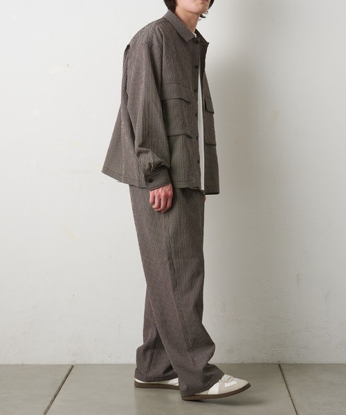 COLONY 2139（コロニートゥーワンスリーナイン）の「シアサッカーギンガムCPOシャツジャケット（ブルゾン・メンズ・ベージュ/ブラック・LARGE/MEDIUM）」の10枚目の写真