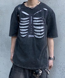 【26年春夏新作】ボーンデザインダメージヴィンテージ加工Tシャツ