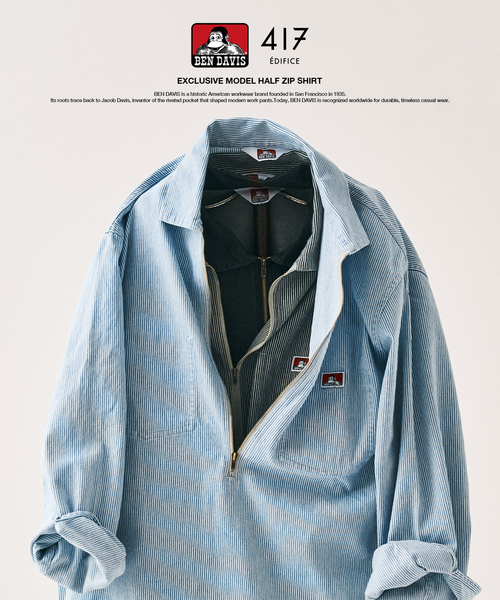 BEN DAVIS(ベンデイビス)の「【BEN DAVIS / ベンデイビス】417別注 Half Zip Shirt(シャツ/ブラウス・メンズ・ブルー/ネイビー/サックスブルー・X-LARGE/LARGE/MEDIUM)」の7枚目の写真