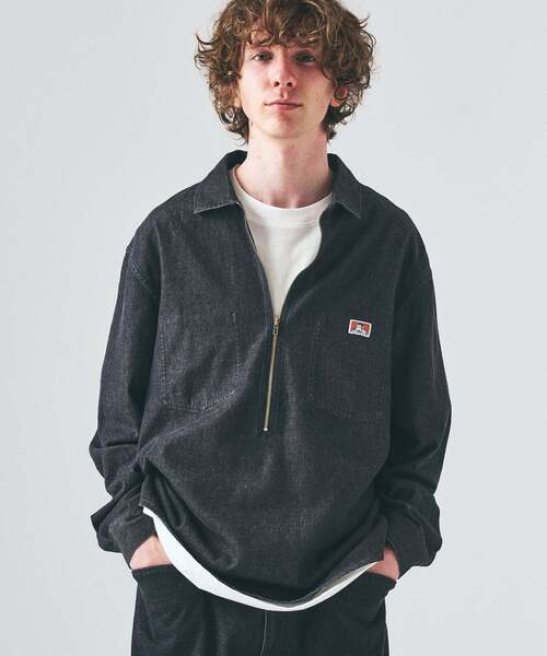 BEN DAVIS（ベンデイビス）の「【BEN DAVIS / ベンデイビス】417別注 Half Zip Shirt（シャツ/ブラウス・メンズ・ブルー/ネイビー/サックスブルー・X-LARGE/LARGE/MEDIUM）」の2枚目の写真