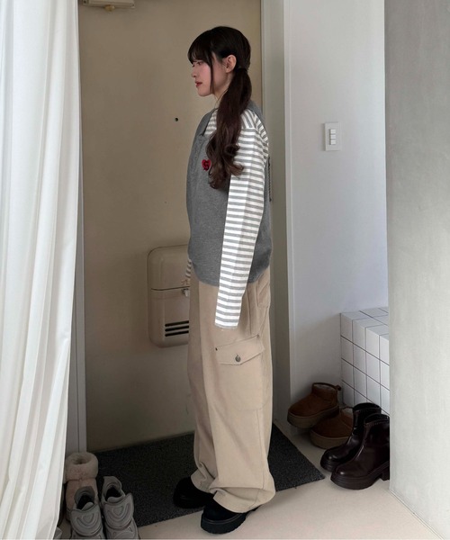 sedacle(セダクル)の「ラメ糸サーマルヘンリータンクトップ(タンクトップ・レディース・ベージュ/オフホワイト/グレー/ブラック・SMALL/MEDIUM/LARGE)」の8枚目の写真