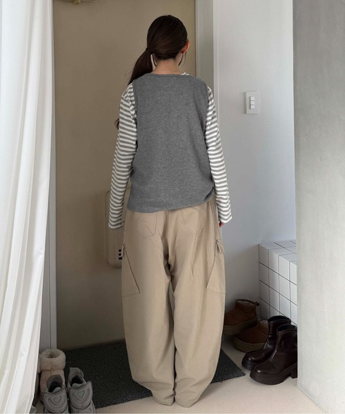 sedacle(セダクル)の「ラメ糸サーマルヘンリータンクトップ(タンクトップ・レディース・ベージュ/オフホワイト/グレー/ブラック・SMALL/MEDIUM/LARGE)」の9枚目の写真