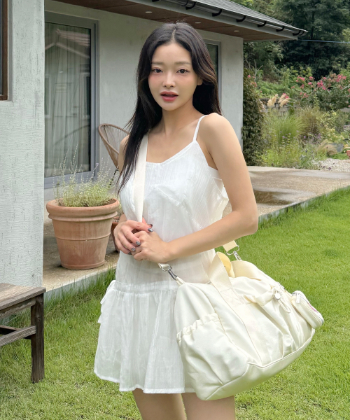 セール】[INT][POUCH SET] glossy shoulder duffel bag_Lemon chiffon