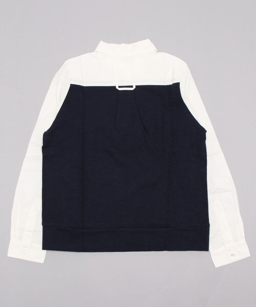 min@RNA（ミンアットアールエヌエー）の「B2219 シャツ×裏毛コンビプルオーバー（シャツ/ブラウス・レディース・ベージュ/ネイビー/グレー・MEDIUM）」の4枚目の写真