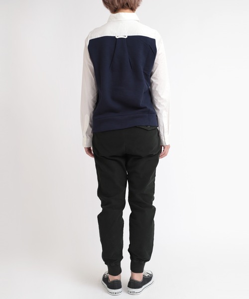 min@RNA（ミンアットアールエヌエー）の「B2219 シャツ×裏毛コンビプルオーバー（シャツ/ブラウス・レディース・ベージュ/ネイビー/グレー・MEDIUM）」の5枚目の写真