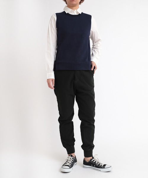 min@RNA（ミンアットアールエヌエー）の「B2219 シャツ×裏毛コンビプルオーバー（シャツ/ブラウス・レディース・ベージュ/ネイビー/グレー・MEDIUM）」の7枚目の写真