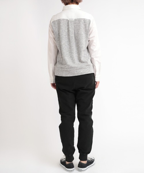 min@RNA（ミンアットアールエヌエー）の「B2219 シャツ×裏毛コンビプルオーバー（シャツ/ブラウス・レディース・ベージュ/ネイビー/グレー・MEDIUM）」の11枚目の写真