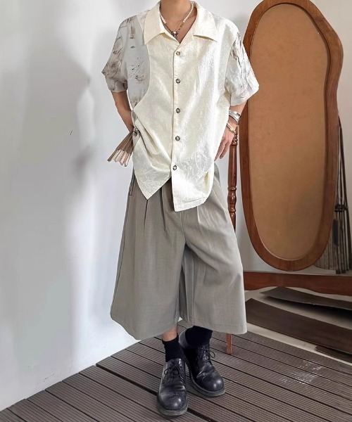 lilful(リルフル)の「チャイナ風オープンカラー半袖シャツ(シャツ/ブラウス・メンズ・ホワイト/ブラック・L/M)」の4枚目の写真